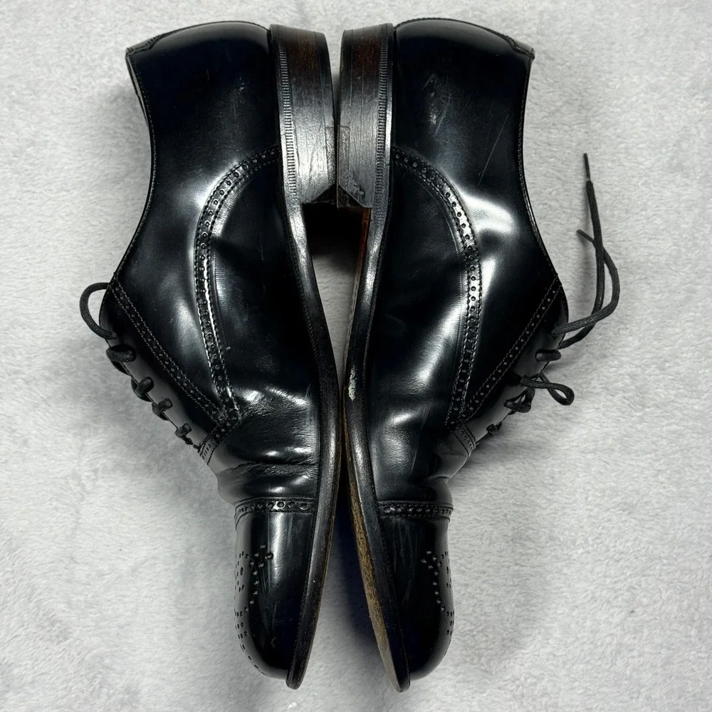 Caporicci Oxford‎ Shoes Mens 7.5 Black Italian Leather Brogue Cap Toe 51148